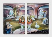 <p>Klodin Erb,&nbsp;<em>Danke, ich schlafe gut 2,</em> 2026, oil on black canvas, diptych, 70 x 50 cm each</p>
