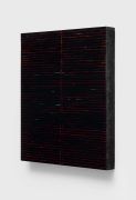 <p>Guo Tiantian, <em>Visible Sound (Encore)</em>, 2025 - 2026, lacquer, mother-of-pearl inlay, gray tile powder, woven ramie cloth, wooden board, 60 x 50 x 6 cm</p>
