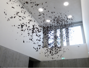 <p><em>Bewegte R&auml;ume</em>, 2012, Hochschule f&uuml;r Agrar-, Forst- und Lebensmittelwissenschaften, Zollikofen, Switzerland<br />
Kunst + Bau-Project in the foyer to the auditorium: approx. 2000 sheets galvanised with copper, decorative wire, 10 x 10 x 9 m</p>
