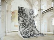 <p><em>here and where</em>, 2016, gouache on wood, 8 x 5 x 5 m, Abbatiale de Bellelay, Switzerland, photo by Serge Hasenb&ouml;hler</p>
