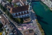 <p>Lang/Baumann, <em>Street Painting #9</em>, 2017, road signalling colour, 20 x 53 m, installation view, Theaterplatz, Lucerne, Switzerland</p>

