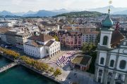 <p>Lang/Baumann, <em>Street Painting #9</em>, 2017, road signalling colour, 20 x 53 m, installation view, Theaterplatz, Lucerne, Switzerland</p>
