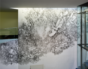 <p><em>Echo/Ecosystem</em>, 2021, gouache on wall, approx. 5 x 7 m, Credit Suisse Bern Bundesplatz, photo by David Aebi Burgdorf</p>
