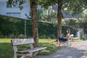 <p><em>Sichtwechsel</em>, permament intervention in the park, Zimmermannhaus Brugg, Switzerland, photo by Ullmann.Photography</p>
