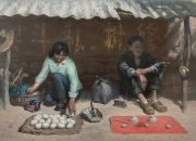 <p>Wang Xingwei, <em>Three Immortals Returning to the Cave</em>, 2024, oil on canvas, 150 x 210 cm</p>

