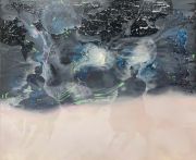 <p>Rebekka Steiger, <em>airs and graces</em>, 2021, tempera, ink, clear coat and oil on canvas, 250 x 300 cm</p>
