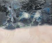 <p>Rebekka Steiger, <em>airs and graces</em>, 2021, tempera, ink, clear coat and oil on canvas, 250 x 300 cm</p>
