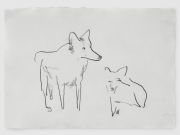 <p>Mirko Baselgia, <em>Canis Lupus</em>,&nbsp;2014, drawing, crayon on paper, 20.5 x 29 cm, photo: Stefan Altenburger</p>
