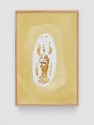 <p>Mirko Baselgia, <em>My ego is my fortress, my cocoon and my egg,</em> 2023, Buckthorn berry ink on paper mounted on wood, framed with larch wood, 15 x 10 x 2 cm</p>
