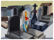 <p>苗妙，<em>家（小）</em>，2024，纸上丙烯、蜡、色素、棉线裱于铝板上，58 x 77 cm</p>
