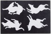 <p>Aldo Walker,<em> Ohne Titel (Vier Hunde)</em>, 1982, dispersion paint on canvas, 122 x 183 cm</p>
