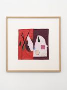 <p>Loredana Sperini,&nbsp;<em>Untitled,</em> 2026, cotton fabric, cotton yarn, cotton ribbon and oil paint, 28 x 28 cm (textile work), 50 x 50 cm (framed)</p>
