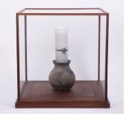 <p>Cai Dongdong, <em>River in a Jar</em>, 2025, silver gelatin print, antique clay pot, 38 x 16 x 16 cm (work), 46 x 45.5 x 45.5 cm (frame), unique</p>
