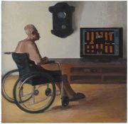 <p>王兴伟，<em>坦克大战</em>，2014 / 2022，布面油画，80 x 82 cm</p>

