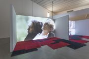 <p>Cheng Ran, <em>Before Falling Asleep - Video Installation</em>, 2015, mixed media (partition wall, carpet), 198 x 730 x 510 cm, detail</p>
