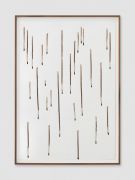 <p>Mirko Baselgia, <em>It rains threads</em>, 2021, Coprinus Comatus ink on paper, 47.5 x 36.5 cm (framed); photo by Stefan Altenburger</p>
