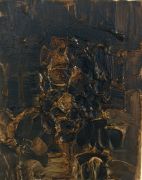 <p>Klodin Erb,&nbsp;<em>Alle wissen es #23,</em> 2012, Acrylic, oil, asphalt varnish on canvas, 30 x 24 cm</p>
