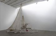 <p>Cheng Ran, <em isrender="true">Modern Nature</em>, 2015, mixed media (sail, wood, sailing boat parts), 560 x 543 x 210 cm</p>
