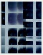 <p>Tobias Kaspar,<em> Untitled (Merged),</em> 2016, Laser engraved reflective fabric, stretcher frame, 175 x 135 x 3 cm</p>
