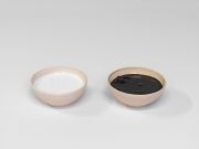 <p>Julia Steiner,&nbsp;<em>Stille Wasser (milk/ink),</em> 2026, ceramic, glass, 2 parts, each 18 cm diameter</p>
