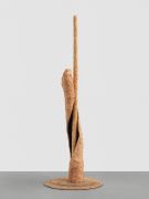 <p>Mirko Baselgia,&nbsp;<em>Transition,</em> 2025, Apple-wood trunk (charred, oiled) with apple-wood shingles; spruce trunk with Swiss stone pine shingles; spruce plywood base with apple-wood shingles, 305 x 110 x 110 cm</p>
