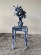 <p>Klodin Erb,&nbsp;<em>Plant's Life,</em> 1999, fabric, plastic and side table, 95 x 32 x 32 cm</p>
