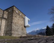 <p>Lang/Baumann, <em>Comfort #13</em>, 2015, polyester fabric, ventilator, 2 objects, 5 x 5 x 6.75 m and 5 x 5 x 6.35 m, installation view, <em>Somewhere between the lines</em>, Sasso Corbaro, Bellinzona, Switzerland</p>
