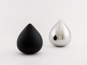 <p>Alice Wang, <em>Untitled</em>, 2023, stainless steel; matte black and mirror finish, two pieces; each 28.32 x 28.32 x 32.9 cm</p>
