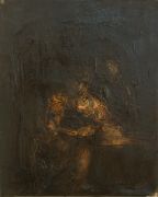 <p>Klodin Erb,&nbsp;<em>Alle wissen es #35,</em> 2012, Acrylic, oil, asphalt varnish on canvas, 30 x 24 cm</p>
