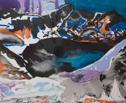 <p>Rebekka Steiger, <em>clouds in my coffee</em>, 2020, ink and oil on canvas, 200 x 240 cm</p>
