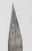 <p>Yang Mushi, <em>Centralized - Strip</em>, 2025, recycled stainless steel, 186 x 35 x 14 cm, detail</p>
