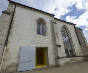 <p>Lang/Baumann, <em>Open #2</em>, 2014, wood, lacquer, 20.5 x 5.5 x 5.4 m, installation view, Les &eacute;glises - Centre d&#39;art contemporain, Chelles, France</p>
