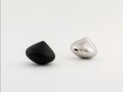 <p>Alice Wang, <em>Untitled</em>, 2023, stainless steel; matte black and mirror finish, two pieces; each 14.8 x 14.8 x 11.6 cm</p>

