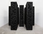 <p>Yang Mushi,&nbsp;<em>Eroding,</em> 2016, polystyrene foam, black acrylic, 7 pcs., 300 x 121 x 63 cm each</p>
