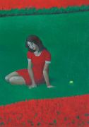 <p>Wang Xingwei, <em isrender="true">untitled (red flowers green grass woman No. 2)</em>, 2010, oil on canvas, 150 x 105 cm</p>
