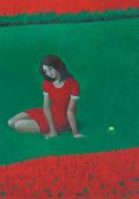 <p>Wang Xingwei, <em isrender="true">untitled (red flowers green grass woman No. 2)</em>, 2010, oil on canvas, 150 x 105 cm</p>
