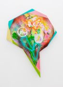 <p>Klodin Erb,&nbsp;<em>Flowers for Sale #5,</em> 2021, Acrylic, oil and spray paint on printed PVC tablecloth, 120 x 90 cm</p>
