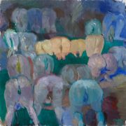 <p>Xie Nanxing,&nbsp;<em>Untitled (Slightly Faster),</em> 2023, oil on canvas, 200 x 200 cm (middle)</p>
