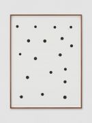 <p style="text-align:center">Mirko Baselgia, <em>Dots</em>, 2021, Coprinus Comatus ink on paper, 44 x 33 cm; 47.5 x 36.5 cm (framed); photo by Stefan Altenburger</p>
