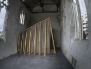 <p>Lang/Baumann, <em>Open #2</em>, 2014, wood, lacquer, 20.5 x 5.5 x 5.4 m, installation view, Les &eacute;glises - Centre d&#39;art contemporain, Chelles, France</p>
