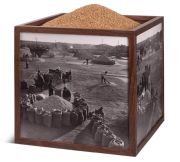 <p>Cai Dongdong, <em>Granary</em>, 2024, silver gelatin print, wheat, wooden box, 51.5 x 51.5 x 51.5 cm, edition of 3 + 1 AP</p>

