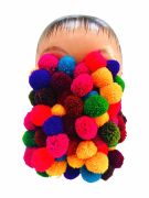 <p>Wiedemann/Mettler, <em>BABBLE BRABBLE 5</em>, 2012, Japanese ceramic mask, woolen pom poms, 21 x 230 x 80 cm</p>
