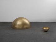 <p>Julia Steiner, <em>hemispheres</em>, 2023, brass, two parts, 1 hemisphere: 100 cm; 1 hemisphere: 30 cm, photo by Serge Hasenb&ouml;hler</p>
