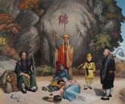 <p>Wang Xingwei, <em>By the Light of the Buddha</em>, 2020, oil on canvas, 240 x 290 cm</p>
