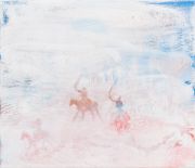 <p>Rebekka Steiger, <em>Of Dinosaurs and Men</em>, 2017, oil and tempera on canvas, 30 x 40 cm</p>

