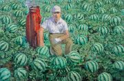 <p>Wang Xingwei, <em isrender="true">untitled (golf player and watermelons No.1)</em>, 2005, oil on canvas, 137 x 210 cm</p>
