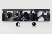<p>Miao Miao, <em>In K&#39;s Bus</em>, 2023, acrylic, pencil on canvas<br />
86 x 240 cm (upper part: 3 panels, each 60 x 80 cm; lower part: 2 panels, each 20 x 20 cm)</p>

