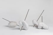 <p>Li Gang, <em>Lollipop</em>, 2015, plaster, rebar, hair, variable dimensions, installation view</p>
