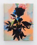 <p>Klodin Erb,&nbsp;<em>Flowers for Sale #22,</em> 2021, Acrylic, oil and spray paint on printed PVC tablecloth, 30 x 24 cm</p>
