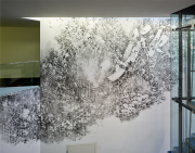 <p><em>Echo/Ecosystem</em>, 2021, gouache on wall, approx. 5 x 7 m, Credit Suisse Bern Bundesplatz, photo by David Aebi Burgdorf</p>
